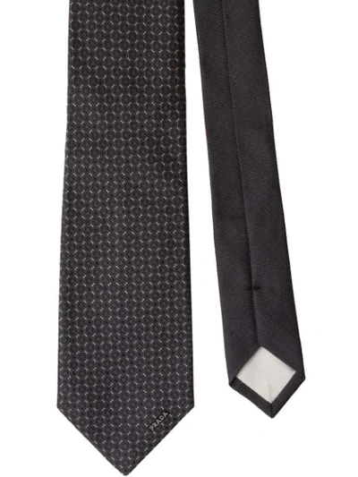 Shop Prada Silk Geometric Tie In Grey