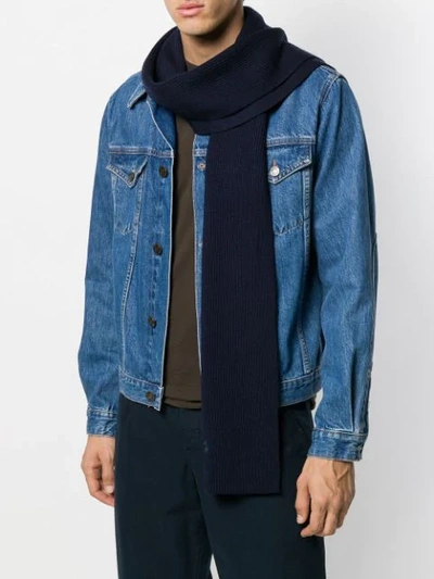 Shop Ralph Lauren Ribbed Scarf In Blue
