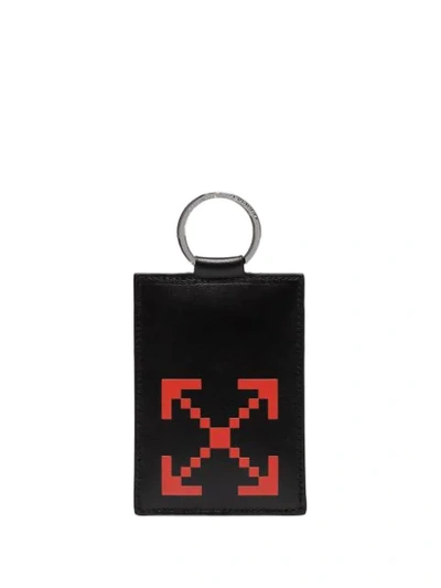 Shop Off-white Arrow-print Leather Card Holder In Black