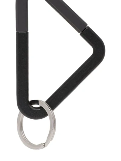 Shop Prada Logo-engraved Split-ring Keychain In Black
