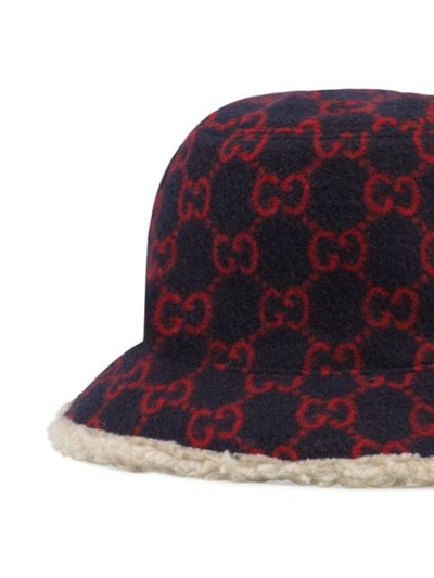 Shop Gucci Monogram Print Bucket Hat In 4177 Blu