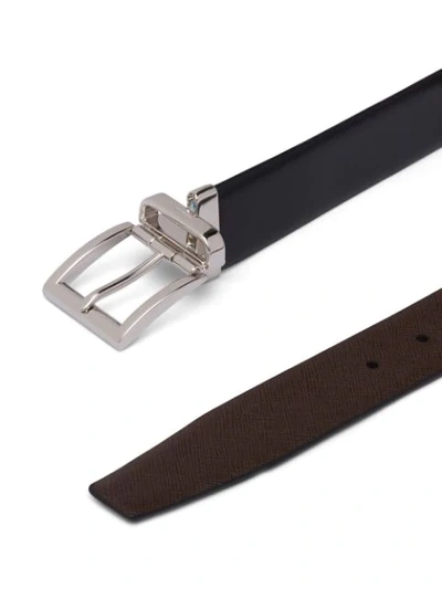 Shop Prada Reversible Saffiano Belt In Black