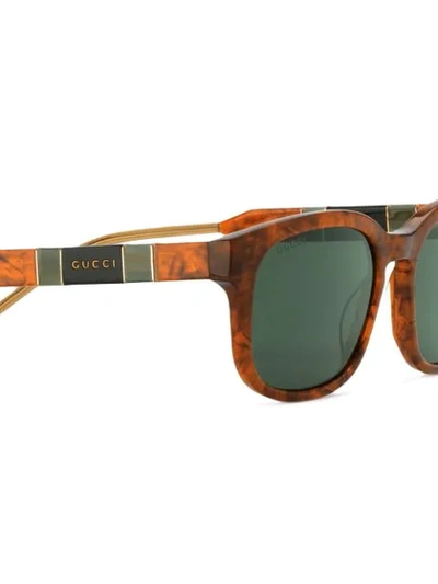 Shop Gucci Rectangular Sunglasses In Brown