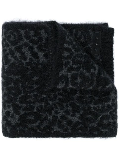 Shop John Varvatos Leopard Intarsia Scarf In Black