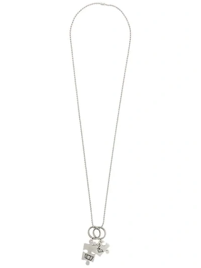 Shop Off-white Puzzle Pendants Necklace In Silver