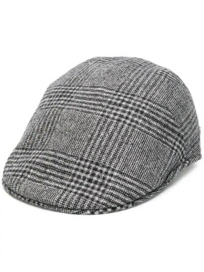 Shop Tagliatore Bill Checked Flat Hat In Grey ,black