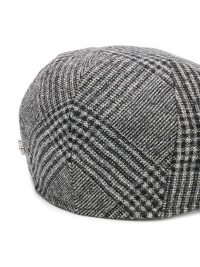 Shop Tagliatore Bill Checked Flat Hat In Grey ,black
