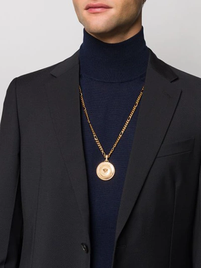 Shop Versace Medusa Medallion Necklace In Gold