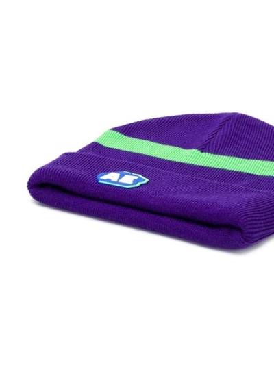 Shop Ader Error Knitted Beanie Hat In Purple