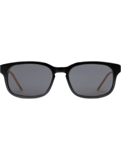 Shop Gucci Rectangular Sunglasses In Black