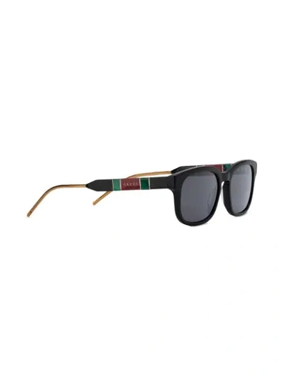 Shop Gucci Rectangular Sunglasses In Black