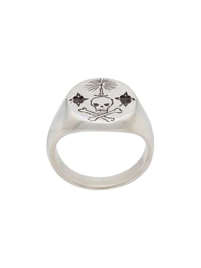 Shop Henson Skull & Candle Signet Ring In Metallic
