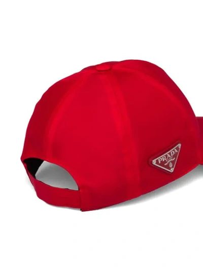 Shop Prada Triangle Logo Baseball Cap In Red