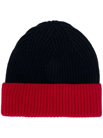 Shop Altea Colour Block Ribbed Knit Hat In Blue