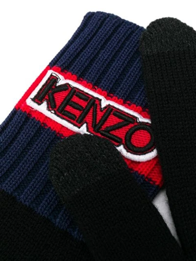 Shop Kenzo Rib-knit Trim Gloves In 99 Black