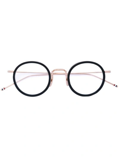 Shop Thom Browne Black & Gold Optical Glasses With Clear Lens