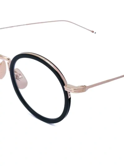 Shop Thom Browne Black & Gold Optical Glasses With Clear Lens