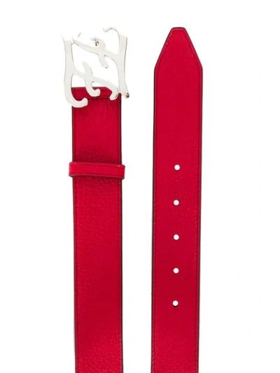 Shop Fendi Karligraphy Buckle Belt In Red