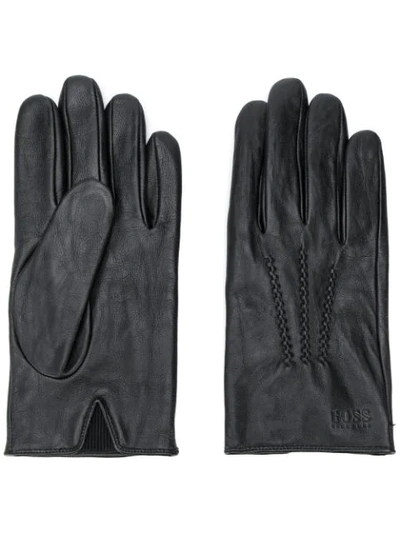 Shop Hugo Boss Stitch Detail Gloves In Black