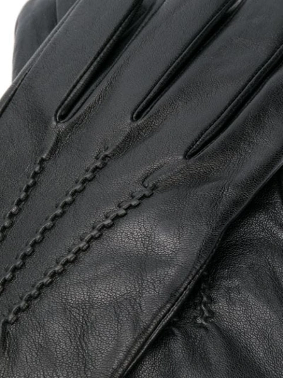 Shop Hugo Boss Stitch Detail Gloves In Black
