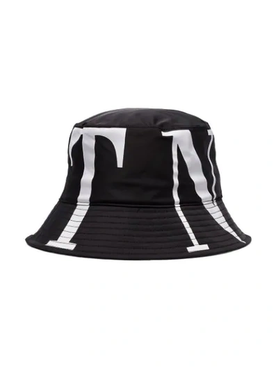 Shop Valentino Logo Print Hat - Black