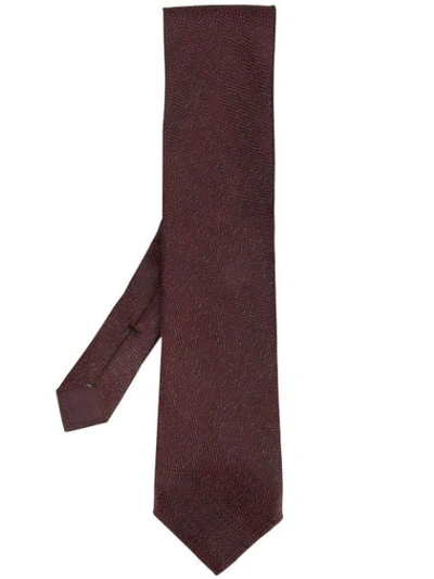 TOM FORD TWO-TONED WOVEN TIE - 红色