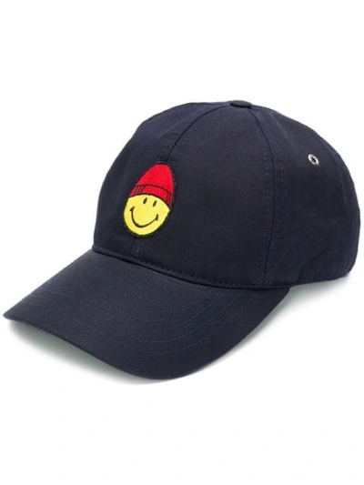 Shop Ami Alexandre Mattiussi Cap With Smiley Patch In Blue