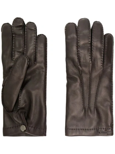 Shop Ferragamo Nappa Gloves In 017 Carob