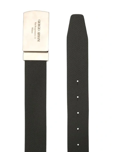 Shop Giorgio Armani Reversible Logo Belt In Black