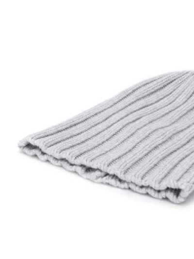 Shop Laneus Ribbed Cashmere Beanie In Grey