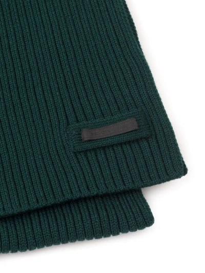 Shop Prada Rib-knit Scarf In Green