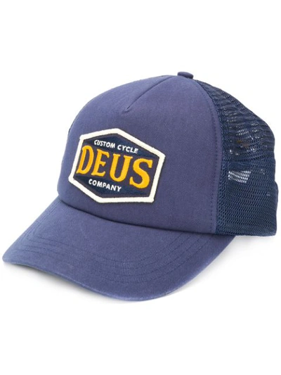 Shop Deus Ex Machina Embroidered Baseball Cap In Blue