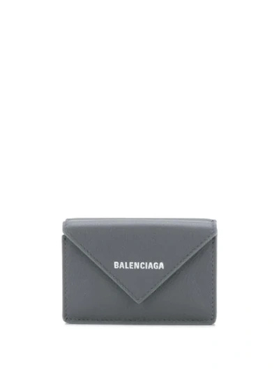 Shop Balenciaga Papier Mini Wallet In 1110 Grey