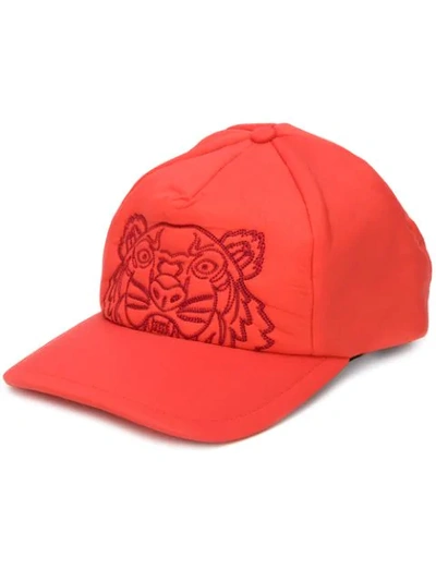 Shop Kenzo Baseballkappe Mit Tigerstickerei In Red