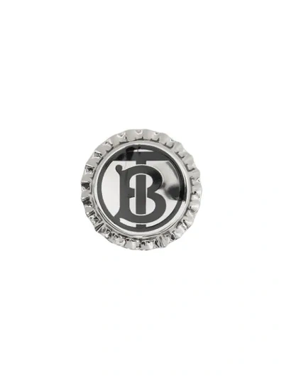 Shop Burberry Monogrammed Bottle Cap Brooch In Metallic