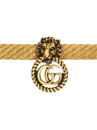 Shop Gucci Lion Head Bracelet In Gold