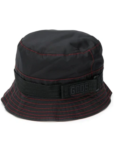 Shop Gcds Logo Strap Bucket Hat In Black