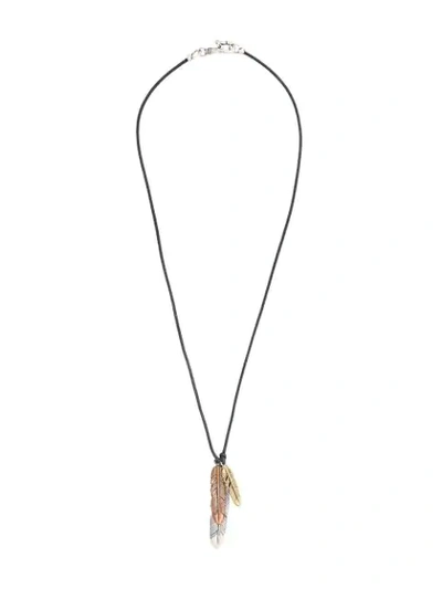 Shop John Varvatos Feather Pendant Necklace In Multicolour
