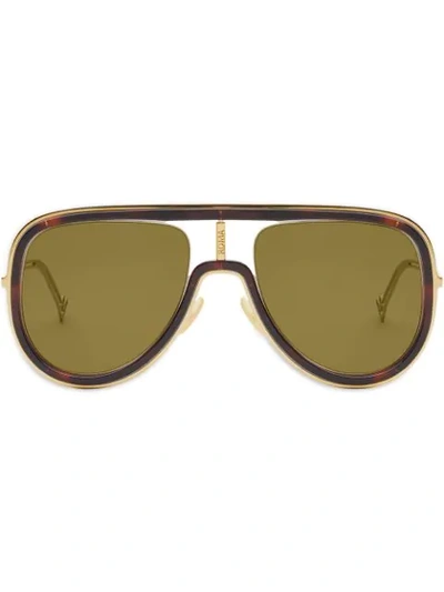 Shop Fendi Futuristic  Sunglasses In Brown