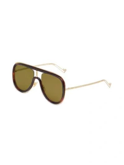 Shop Fendi Futuristic  Sunglasses In Brown