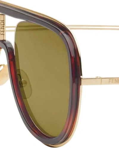 Shop Fendi Futuristic  Sunglasses In Brown