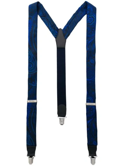 Shop Etro Paisley Print Braces - Blue