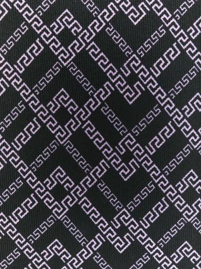 Shop Versace Greek Key Patterned Tie In Black