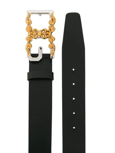 Shop Dolce & Gabbana Monogram Buckle Belt In Black