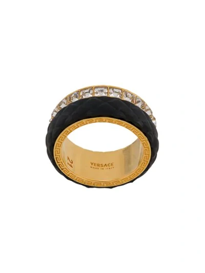 Shop Versace Crystal Detail Ring In Gold