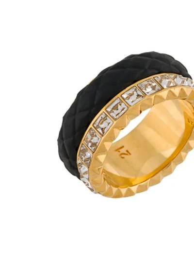 Shop Versace Crystal Detail Ring In Gold