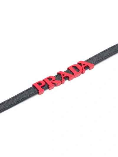 Shop Prada Lettering Logo Bracelet In Black