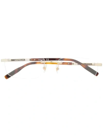 Shop Montblanc Slim Lens Glasses In Brown