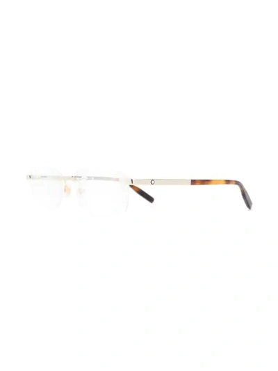 Shop Montblanc Slim Lens Glasses In Brown