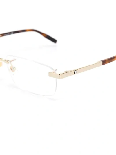 Shop Montblanc Slim Lens Glasses In Brown